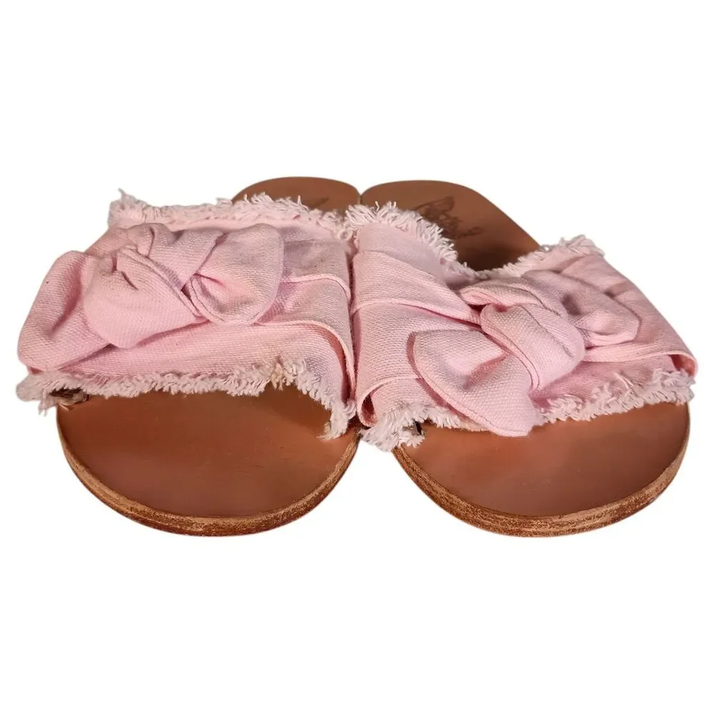 Ancient Greek Sandals 39 US 8.5 Pink Denim Taggete Bow Flats Slip On